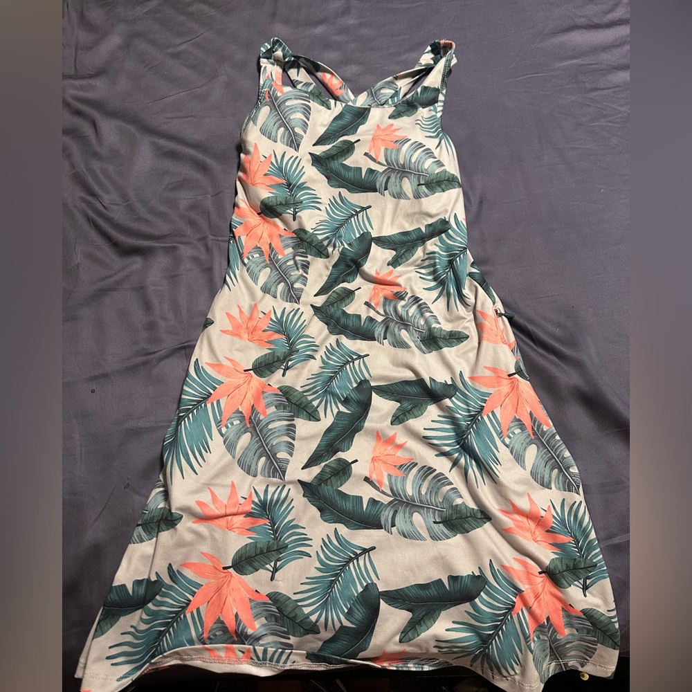 Tropical Print Midi Dress